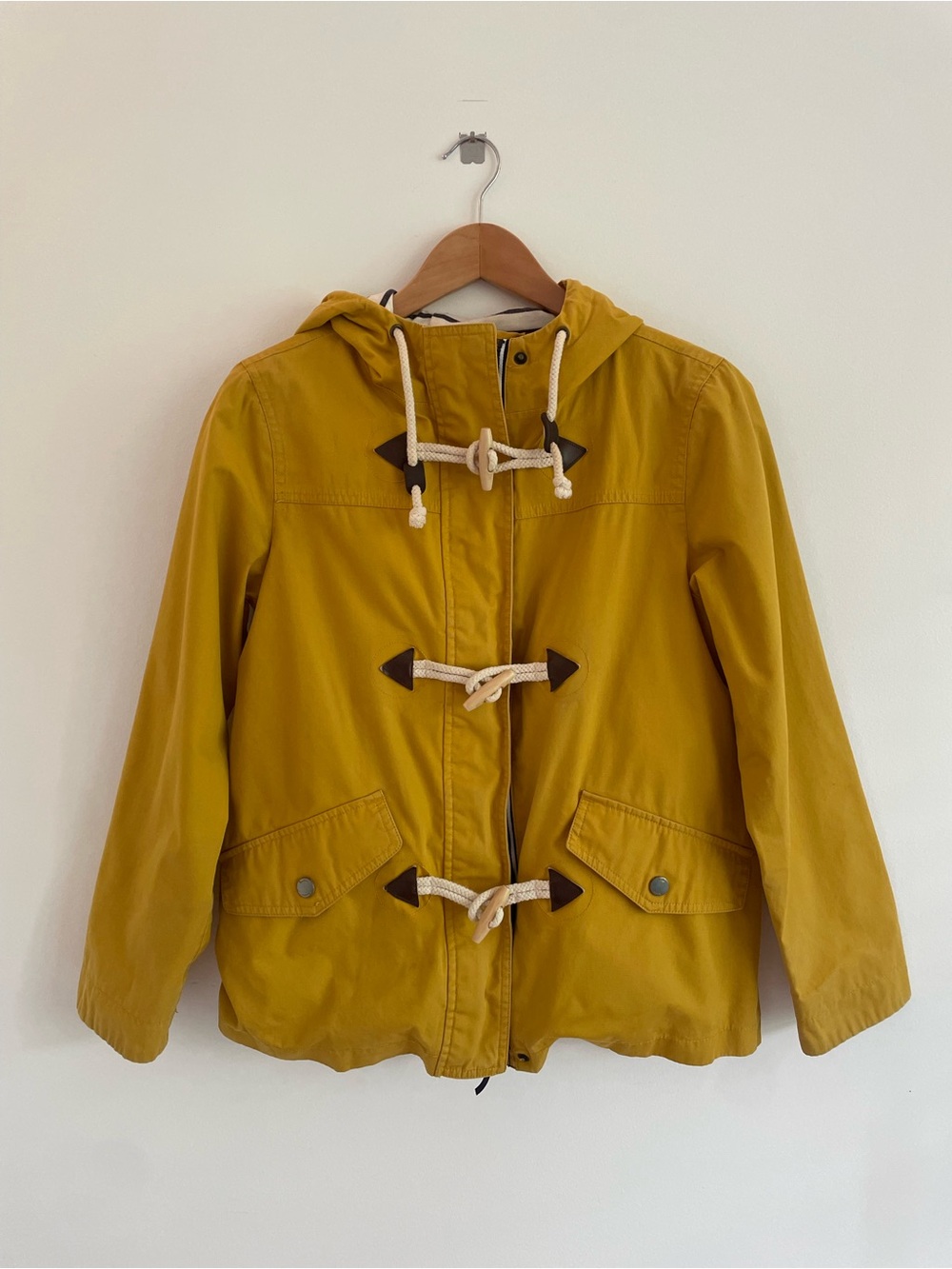 Boden Mustard Yellow Toggle Hooded Jacket